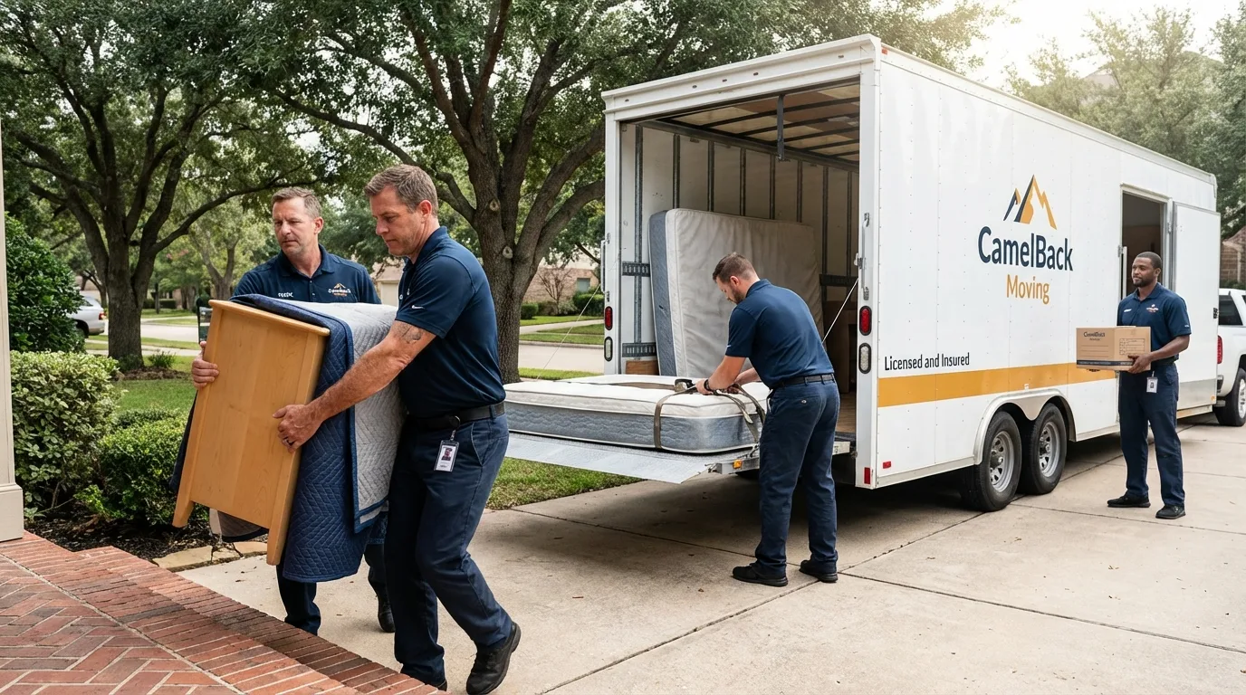 Crew loading residential truck for cross-state move from Siletz, OR