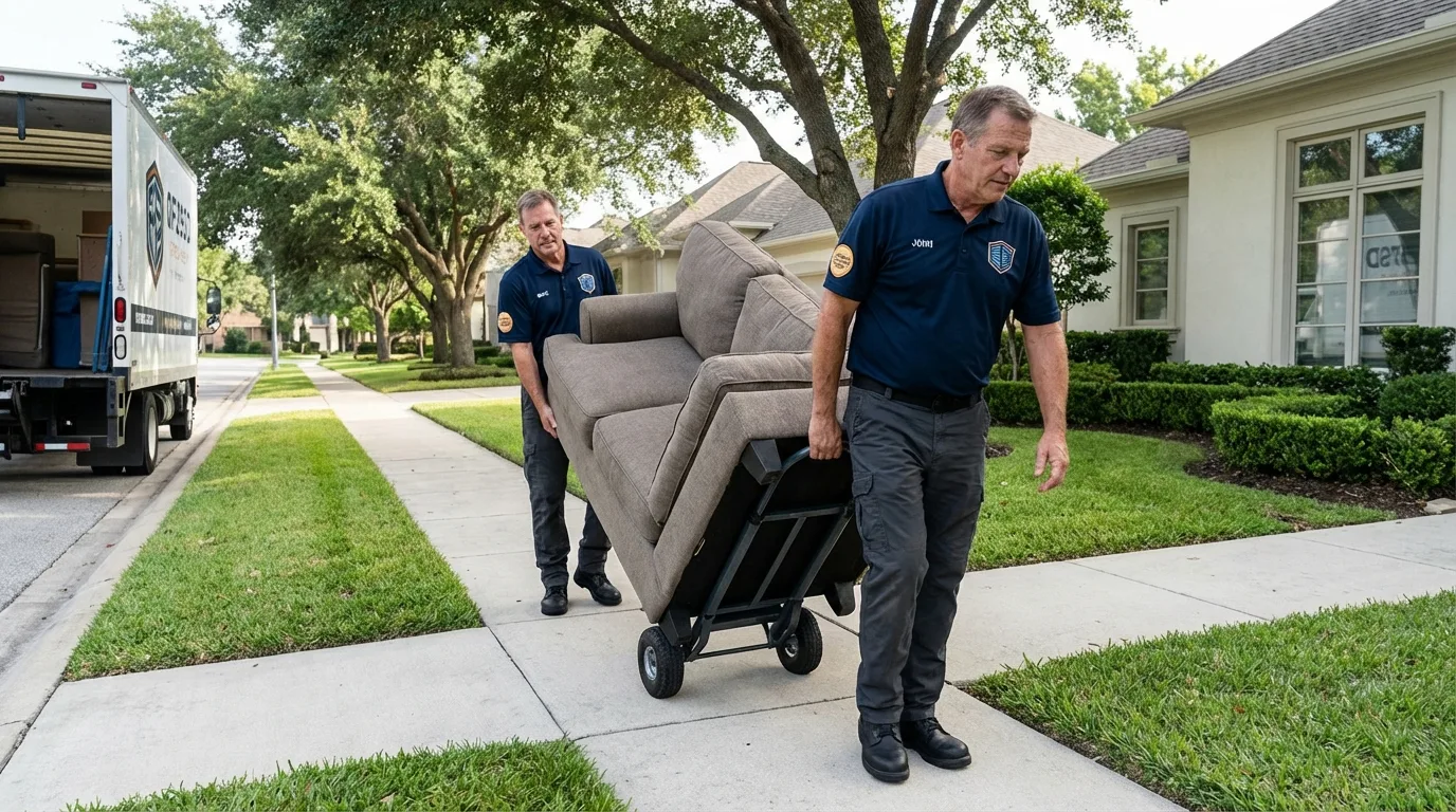 Local residential moving crew loading furniture in Siletz, OR